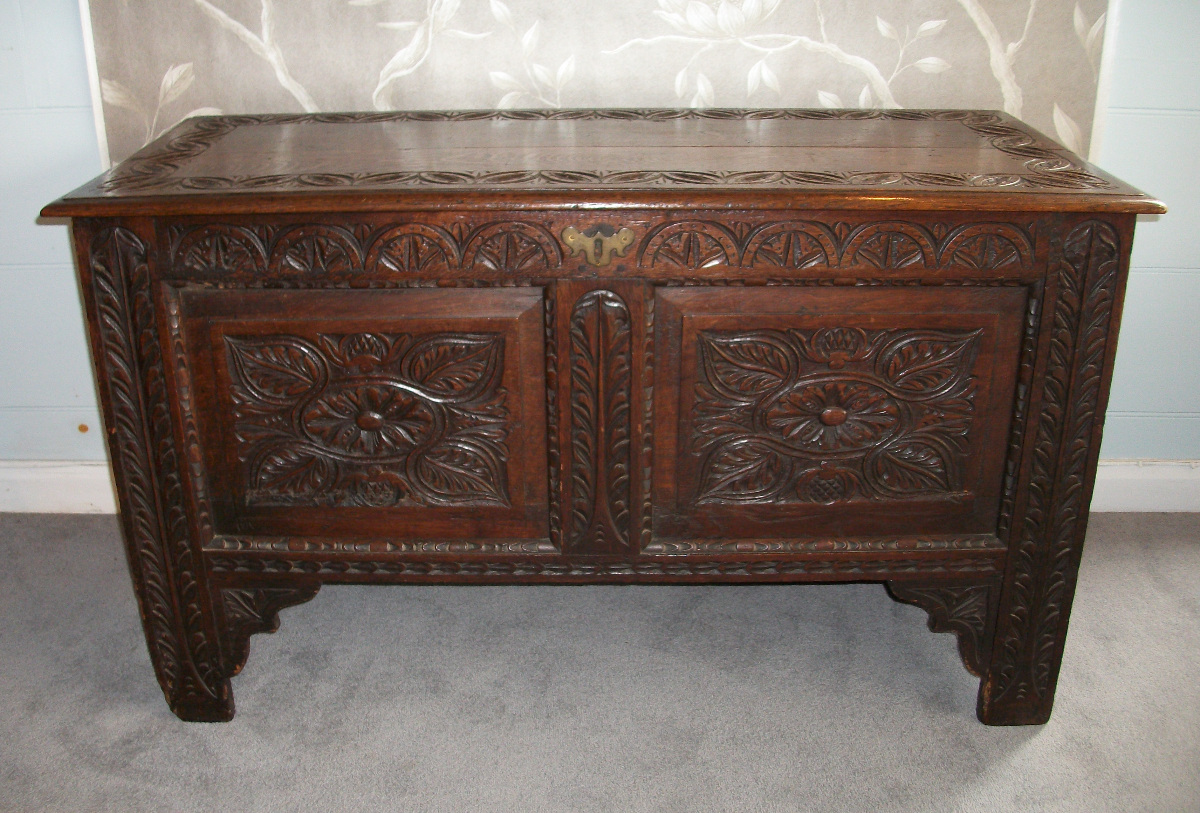 Antique Carved Panelled Chest